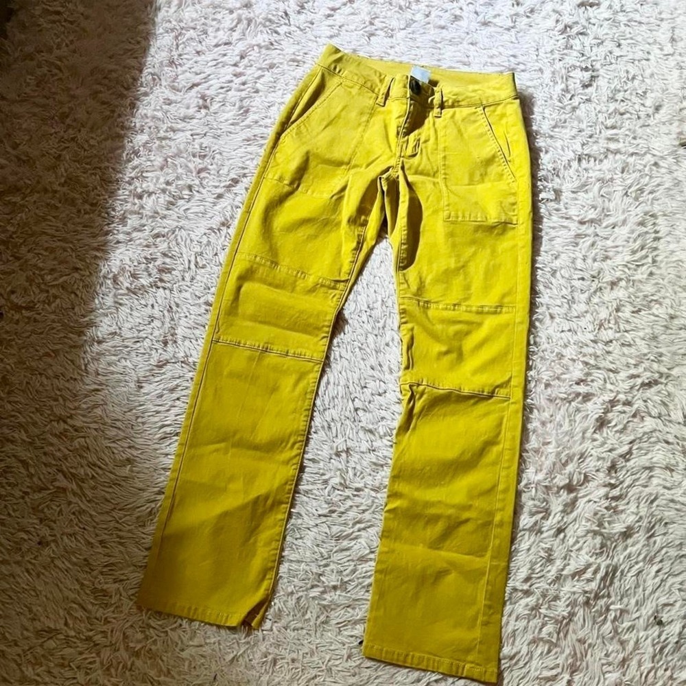 Cabi Bright Yellow Vivid Colorful Straight Leg Pants Womens 0 Maximalist Kidcore